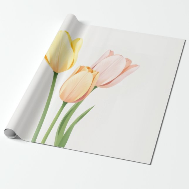 Papel de Presente Minimalista de Tulipa Amarela de (Desenrolado)