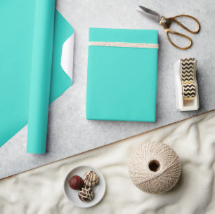 Papel De Presente Minimalista Elegante Sólido Azul Turquesa Simples