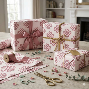 Papel De Presente Minimalista Geométrico Abstrato Dourado Rosa