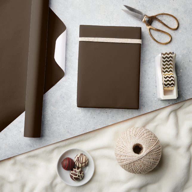 Papel De Presente Minimalista Marrom Chocolate Sólido Elegante Simpl (Artesanato)