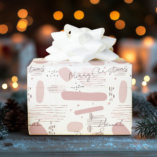 Papel De Presente Minimalista Rosa Suave Personalizado, Nomes e Mens