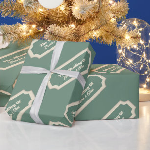 Papel De Presente Minimalista Verde Salvia e Formal Creme