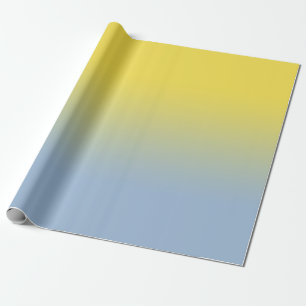 Papel De Presente Mínimo Amarelo a Azul Claro Ombré