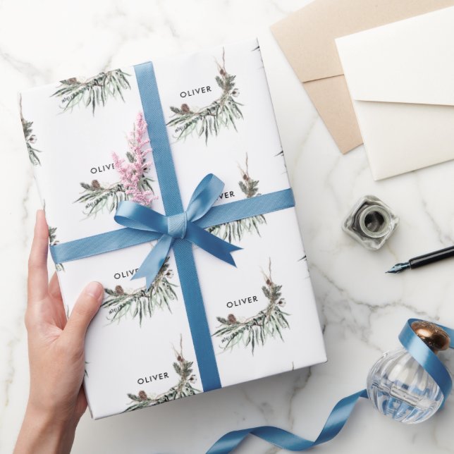 Papel De Presente Mínimo de Natal elegante moderno (Presentear)