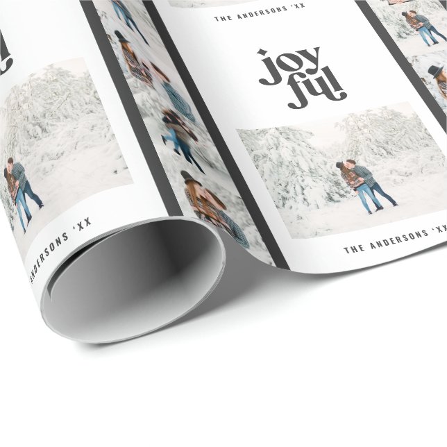 Papel De Presente Mínimo de Natal para fotos brancas pretas (Ponta do rolo)