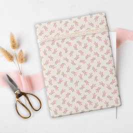 Papel De Presente Mínimo Doce Dezesseis Flores Selvagens Rosa, Anive