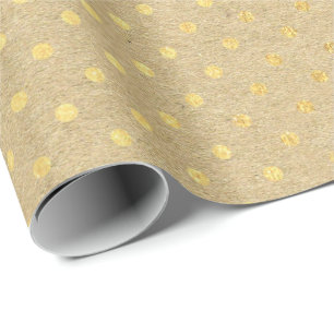 Papel De Presente Mínimo elegante Dourado de Kraft das bolinhas