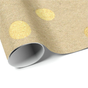 Papel De Presente Mínimo elegante Dourado de Kraft das bolinhas