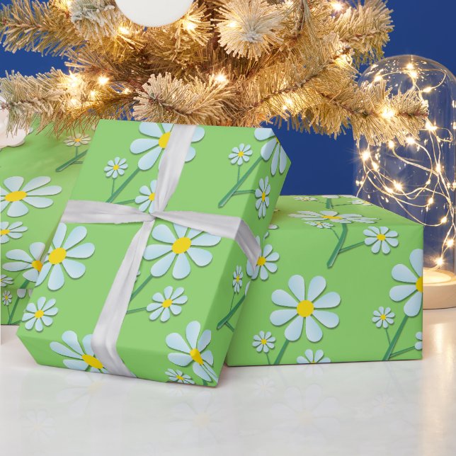 Papel De Presente Mínimo Floral de Margarida da Primavera Fofo  (Feriados)