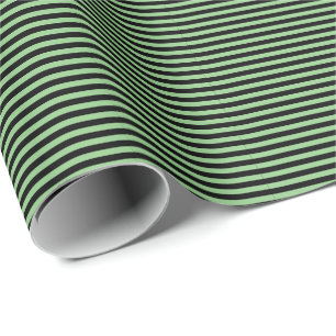 Papel De Presente Mínimo moderno verde fino e preto riscado