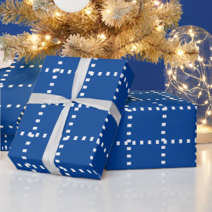 Papel De Presente Mínimo Simples Azul e Branco