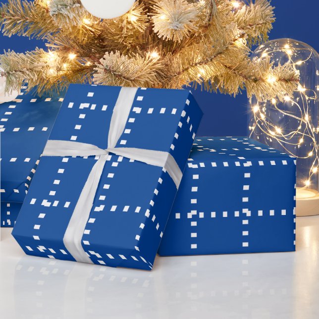 Papel De Presente Mínimo Simples Azul e Branco (Feriados)