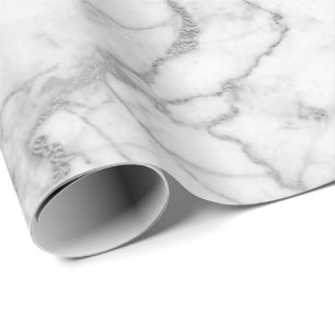Papel De Presente Mínimos Glam de pedra de mármore de prata de