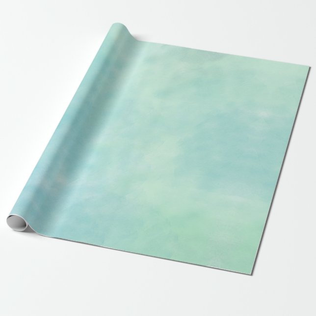 Papel De Presente Mint Aqua Blue Tie Dye Watercolor (Desenrolado)