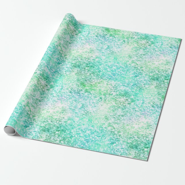Papel De Presente Mint Aqua Confetti Glitter Unicorn (Desenrolado)