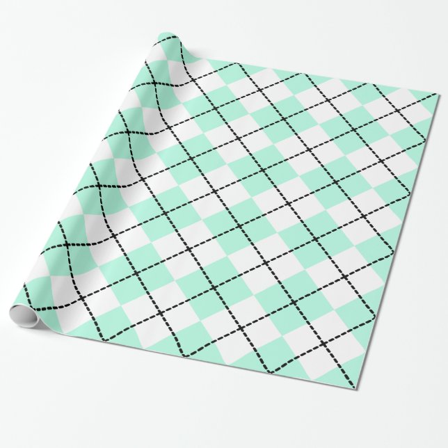Papel De Presente Mint Argyle Wraping Paper (Desenrolado)