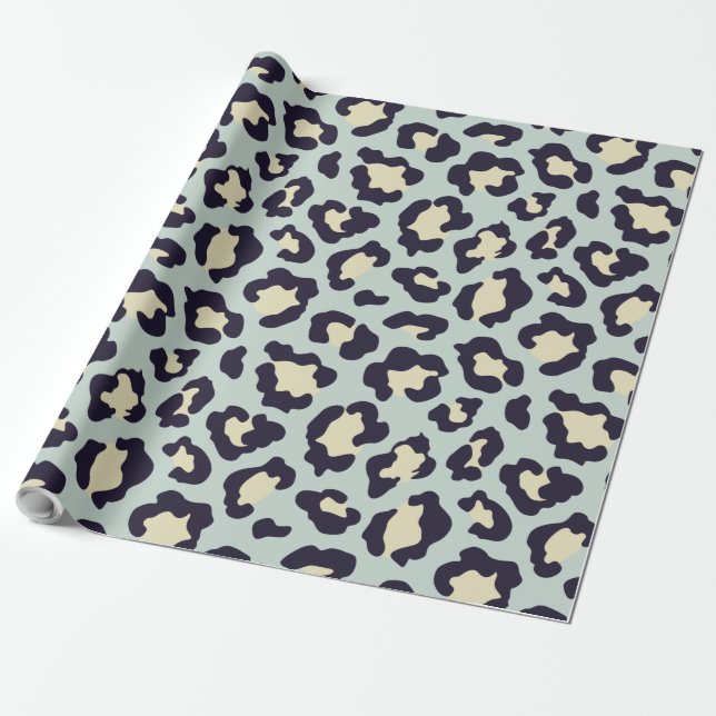 Papel De Presente Mint green lepard print (Desenrolado)