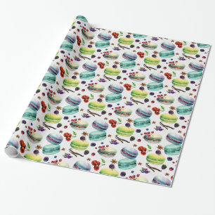 Papel De Presente Mint Green Macaroons & Red Berries - Patente sem c