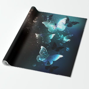 Papel De Presente Mint Night Butterflies