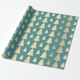 Papel De Presente Mint Teal Cottage Dourada Blush Árvore De Natal Kr