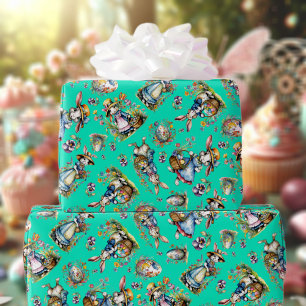 Papel De Presente Mint Vintage Watercolor Easter Bunny Ovos Floral