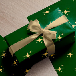 Papel De Presente Minúsculo dourado moderno é presente de Natal verd