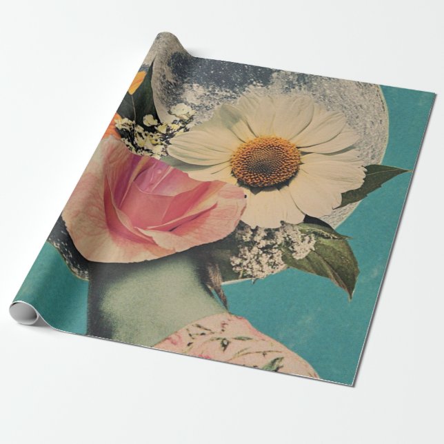 Papel De Presente Mistério florescente debaixo da lua (Desenrolado)