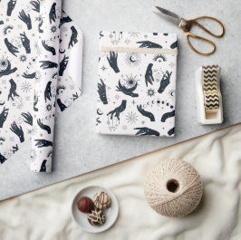 Papel De Presente Mística da Lua branca preta