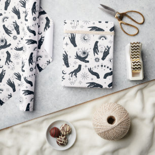 Papel De Presente Mística da Lua branca preta