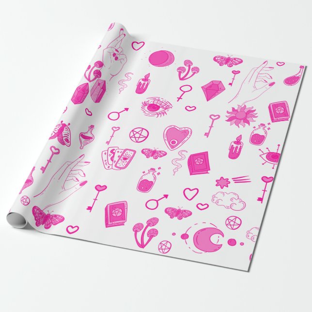 Papel De Presente mística mágica rosa (Desenrolado)