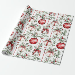 Papel De Presente Mistletoe Bauble Greenery