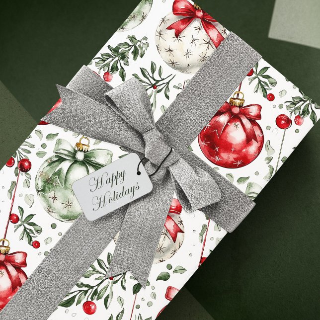 Papel De Presente Mistletoe Bauble Greenery (Criador carregado)
