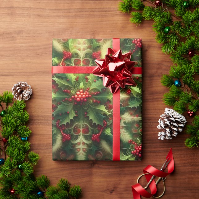 Papel De Presente Mistletoe Fractal (Presente de Natal)