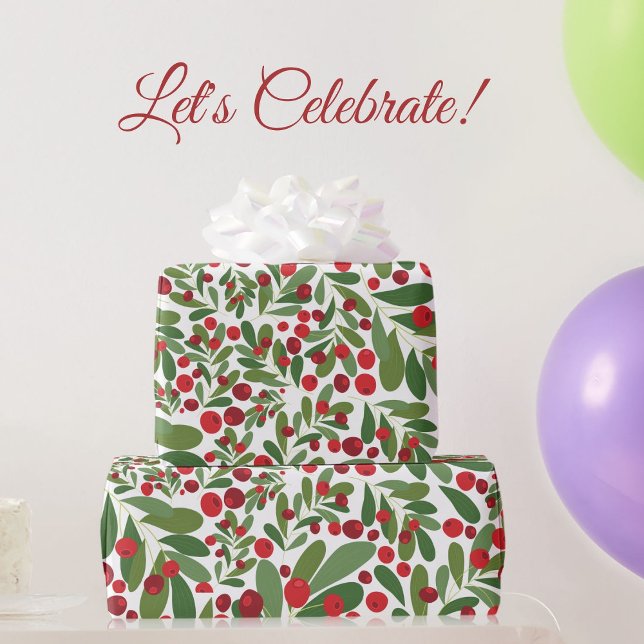 Papel De Presente Mistletoe Hollyberry Natal (Criador carregado)