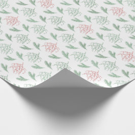 Papel De Presente Mistletoe Pine Natal Vermelho e Verde