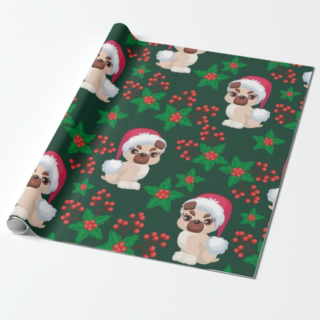 Papel De Presente Mistletoe Puppies (Desenrolado)