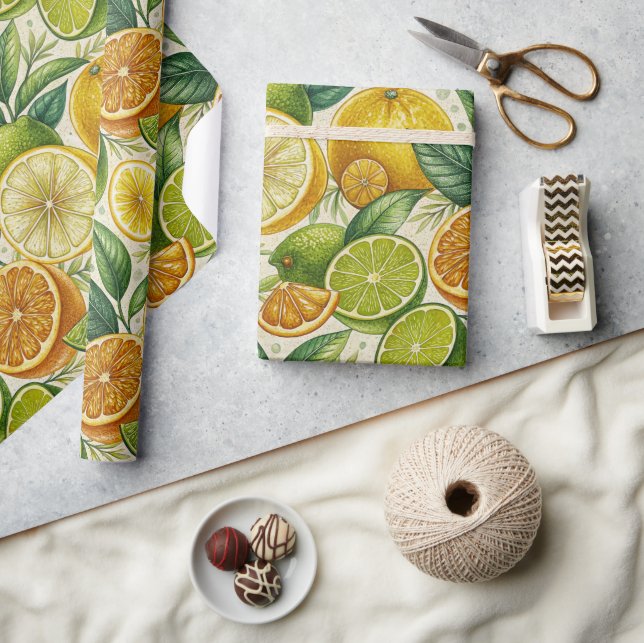 Papel De Presente Mistura de Frutas Cítricas Embrulho de Presente de (Artesanato)