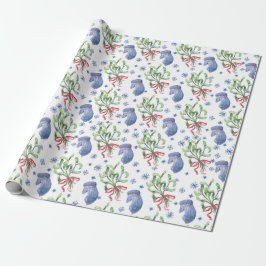 Papel De Presente Mistura de Natal, Flocos de Neve, Mittens - Branco