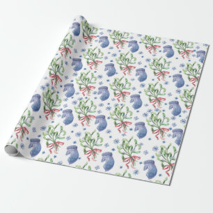 Papel De Presente Mistura de Natal, Flocos de Neve, Mittens - Branco