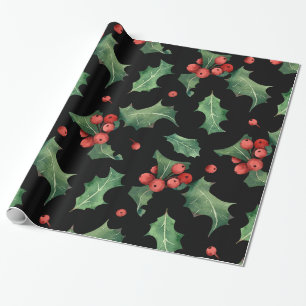 Papel De Presente Mistura Verde Vermelha de Natal Preta
