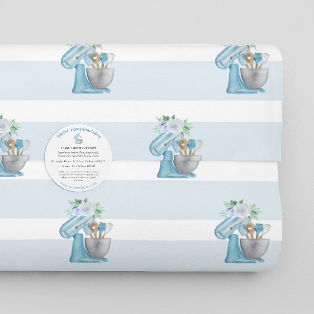 Papel De Presente Misturador Azul Home Bakery (Criador carregado)
