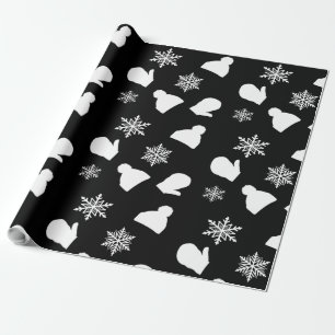 Papel De Presente Mitenes do feriado e chapéus pretos do Natal