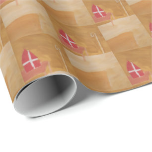 Papel De Presente Mitra da aguarela de Sinterklaas do Dutch do dia