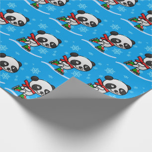 Papel De Presente Miúdo bonito do Natal da neve do patinagem no gel