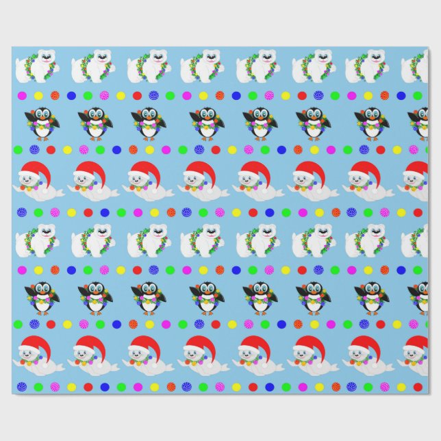 Papel De Presente Miúdos polares nas fileiras (Aberto)