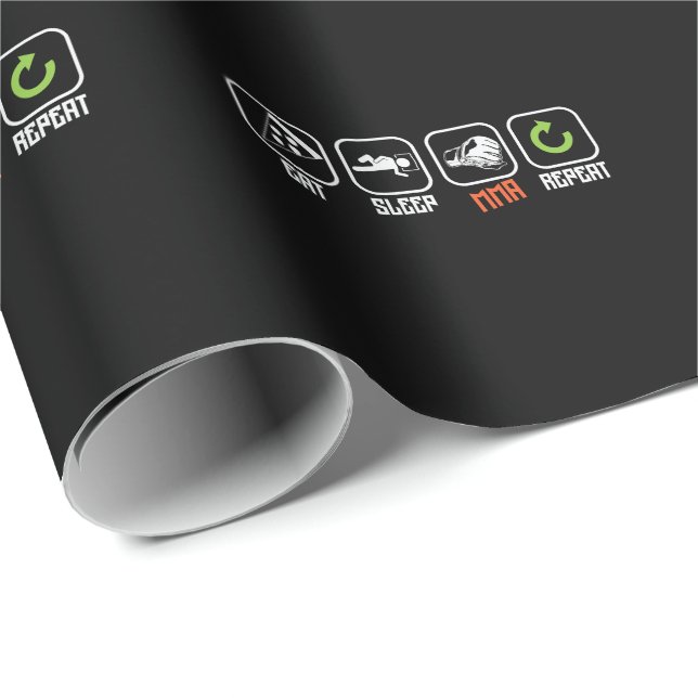 Papel De Presente Mixed Martial Arts "Eat, Sleep, MMA, Repeat" (Ponta do rolo)