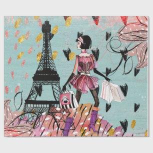 Papel De Presente Moça de Moda em Paris