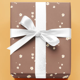 Papel De Presente Mocha Mousse Floral Flores 