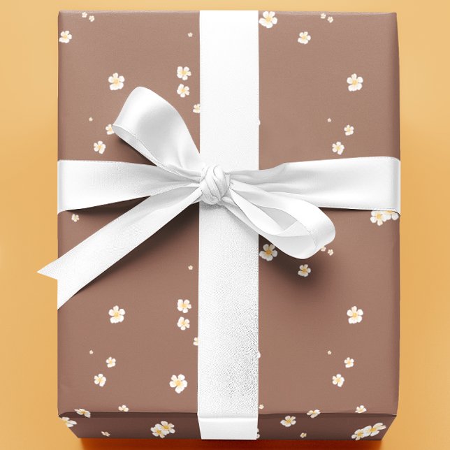 Papel De Presente Mocha Mousse Floral Flores  (Criador carregado)