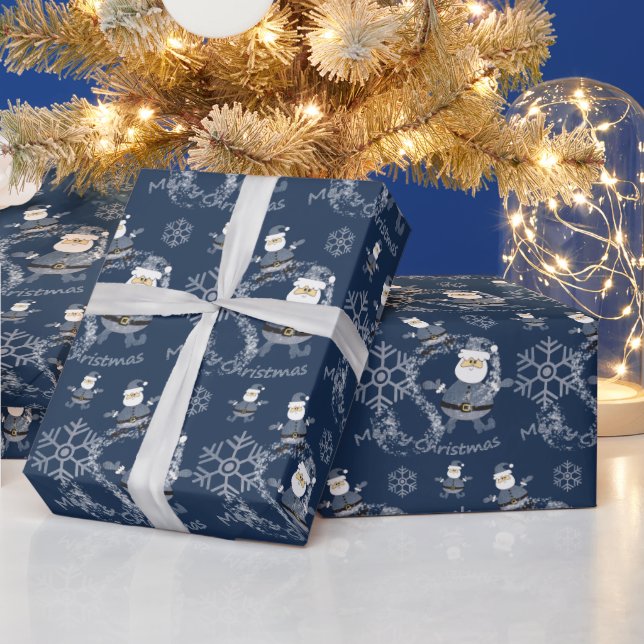 Papel De Presente Moda em Jeans Natal Papai Noel Estampa (Feriados)